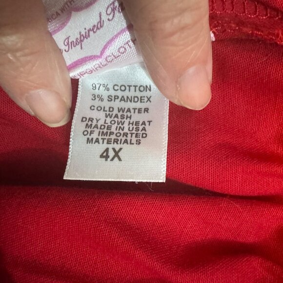 Pinup Couture Womens Red Off-Shoulder Peasant Blouse 4X - Picture 6 of 6